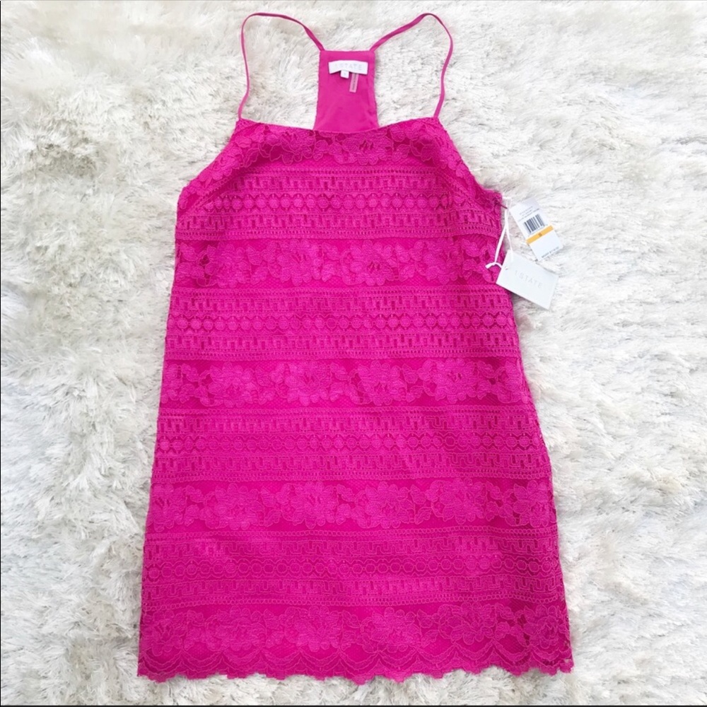 NWOT. 1.STATE Racerback Lace Shift Dress